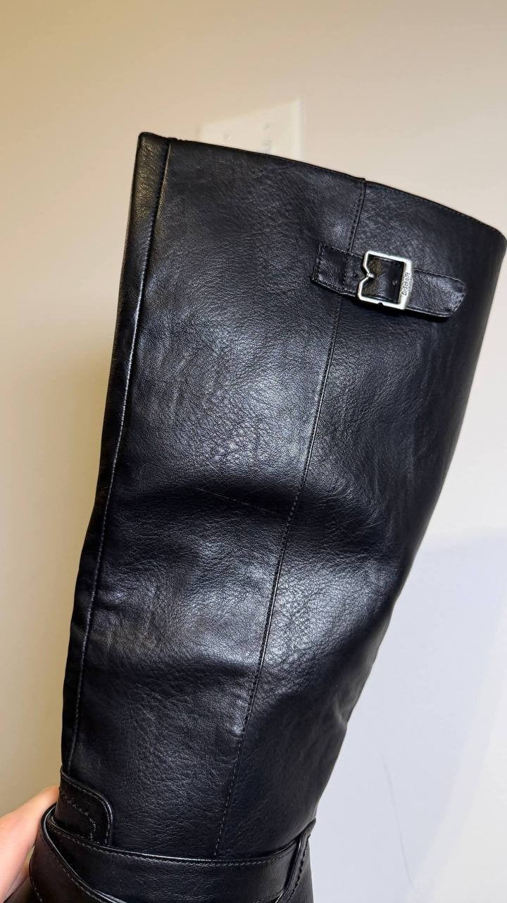 Dr. Scholl’s Prairie Riding Boots 7.5M Black Synthetic Block Heel NIB msrp $160