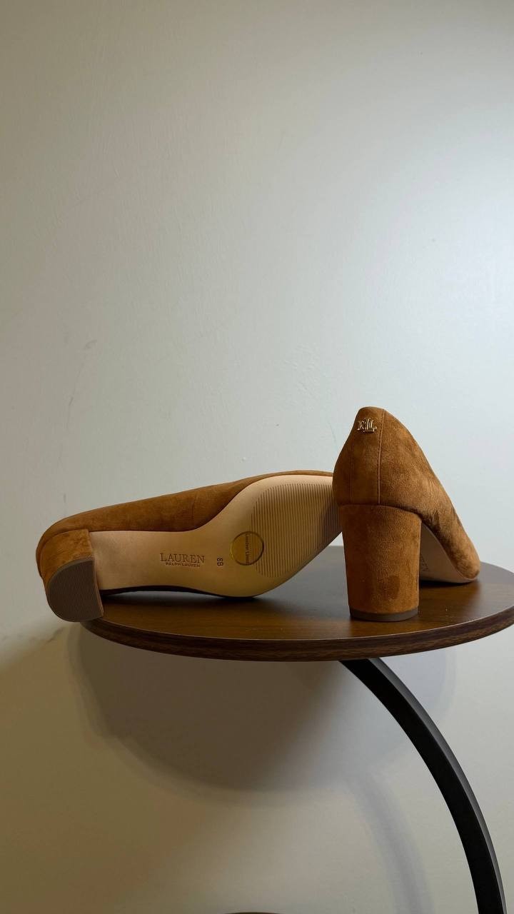 Lauren Ralph Lauren Lanette Pump 8B Tan Suede Pointed Toe  NIB msrp$306