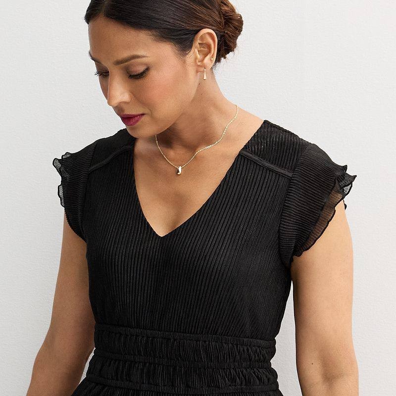 Sandra Darren Pleated Sheath Maxi Dress Black Size S NWT $99 – Elegant Chiffon