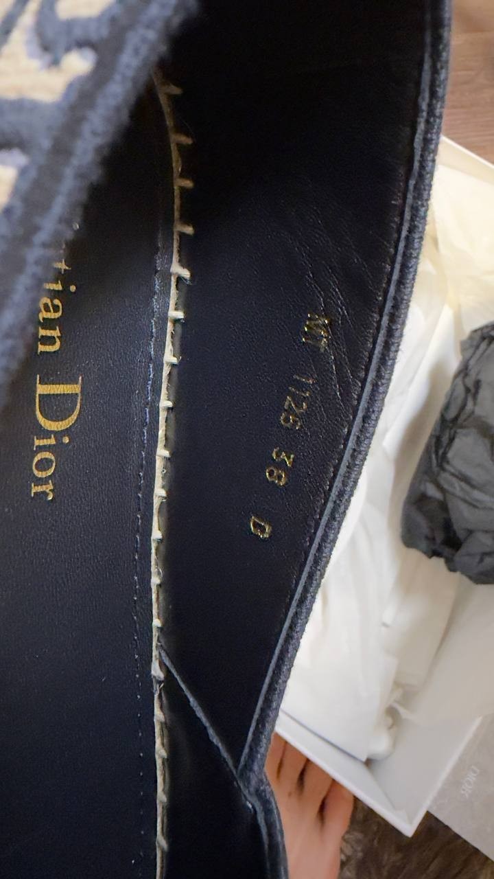 Dior  Granville  Espadrille  Deep Blue  Oblique  Cotton  38 B  Pre‑owned 