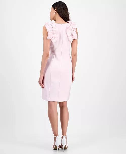 Donna Ricco Ruffled‑Strap Sheath Dress – Size 12 – NWT