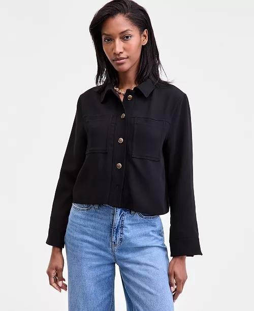 On34th Women’s Cropped Jacket Black Long Sleeve SizeS NWT(one button is missing)
