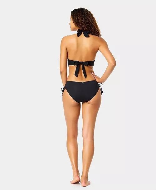Anne Cole Solid Banded Halter Bikini Top Black M NWT $52