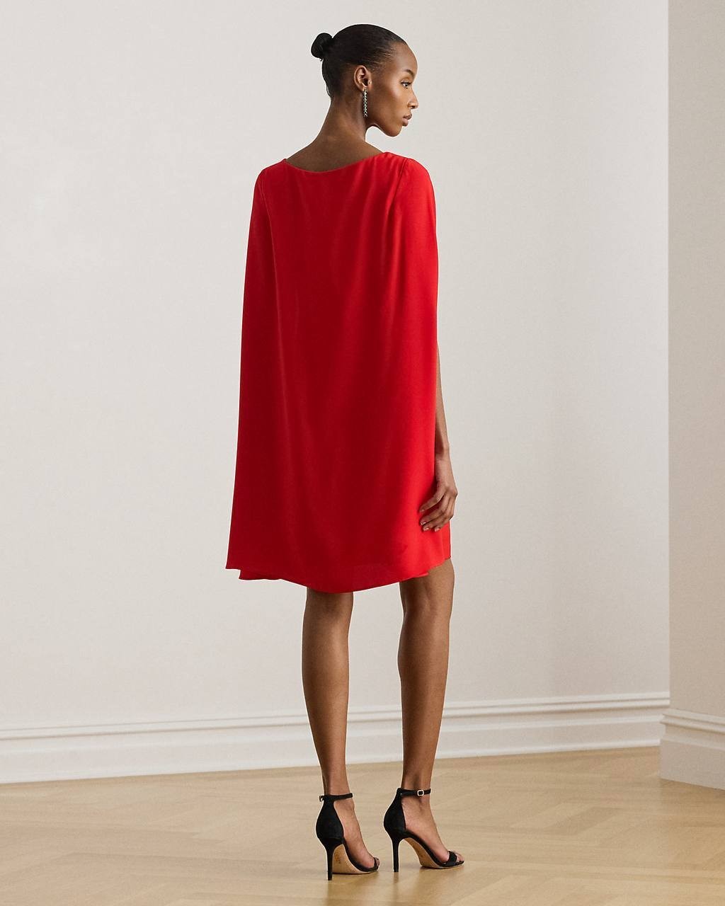 Lauren Ralph Lauren Cape Georgette Cocktail Dress Red 14 NWT $195