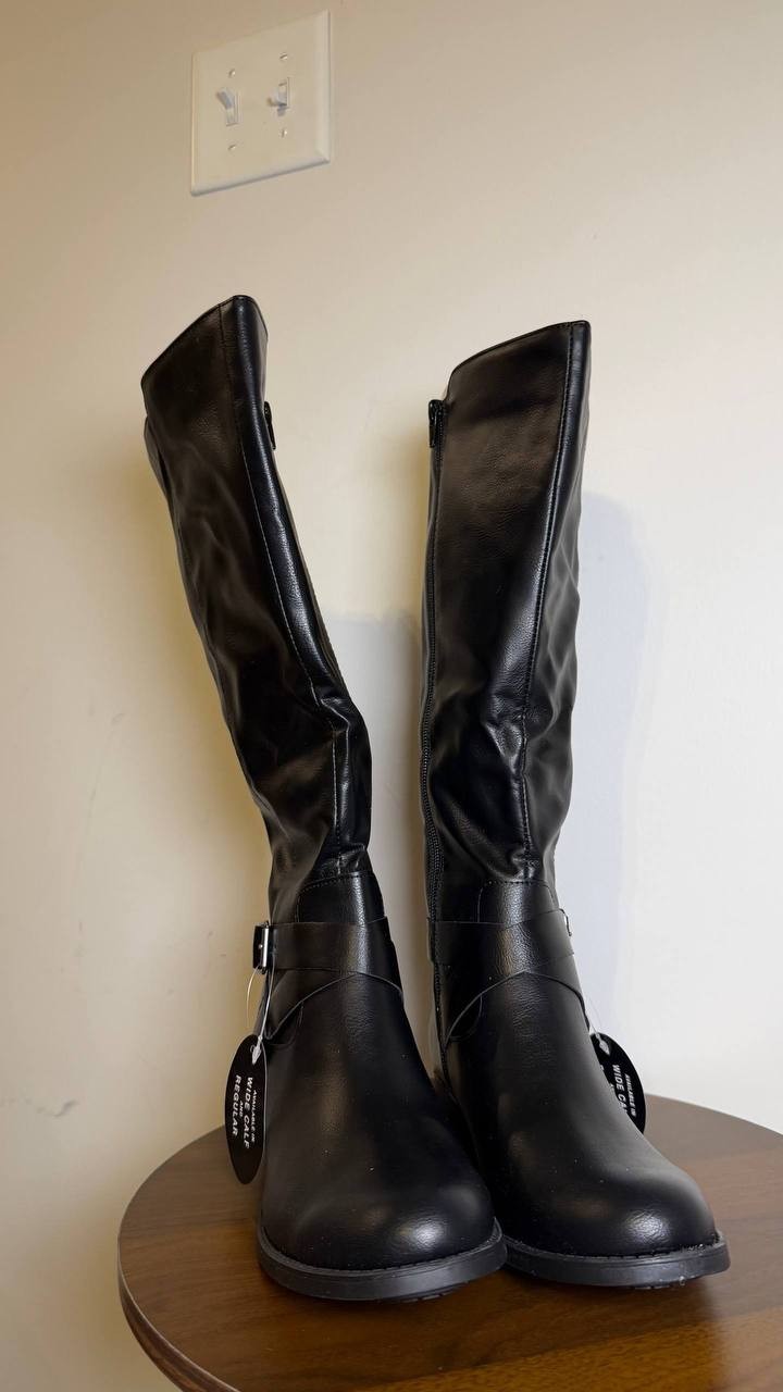 Style & Co Margoo Riding Boots 8M  Black Tall Zip Buckle NIB msrp$79.90