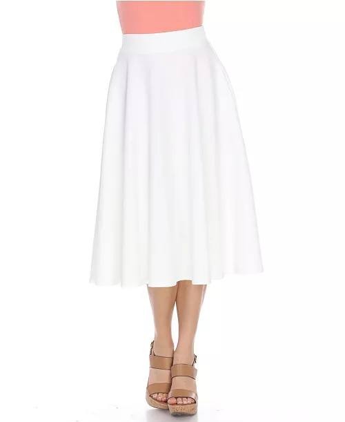 White Mark Flared Midi Skirt with Pockets White M NWT $49