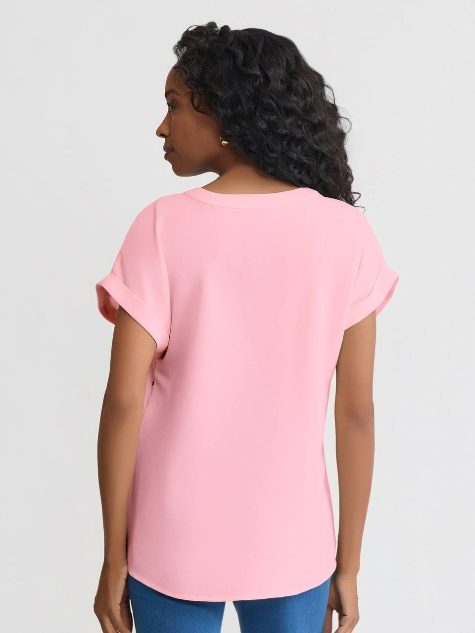 Jones New York Jasper Crepe Short Sleeve V‑Neck Blouse Petal Pink M NWT $69.50