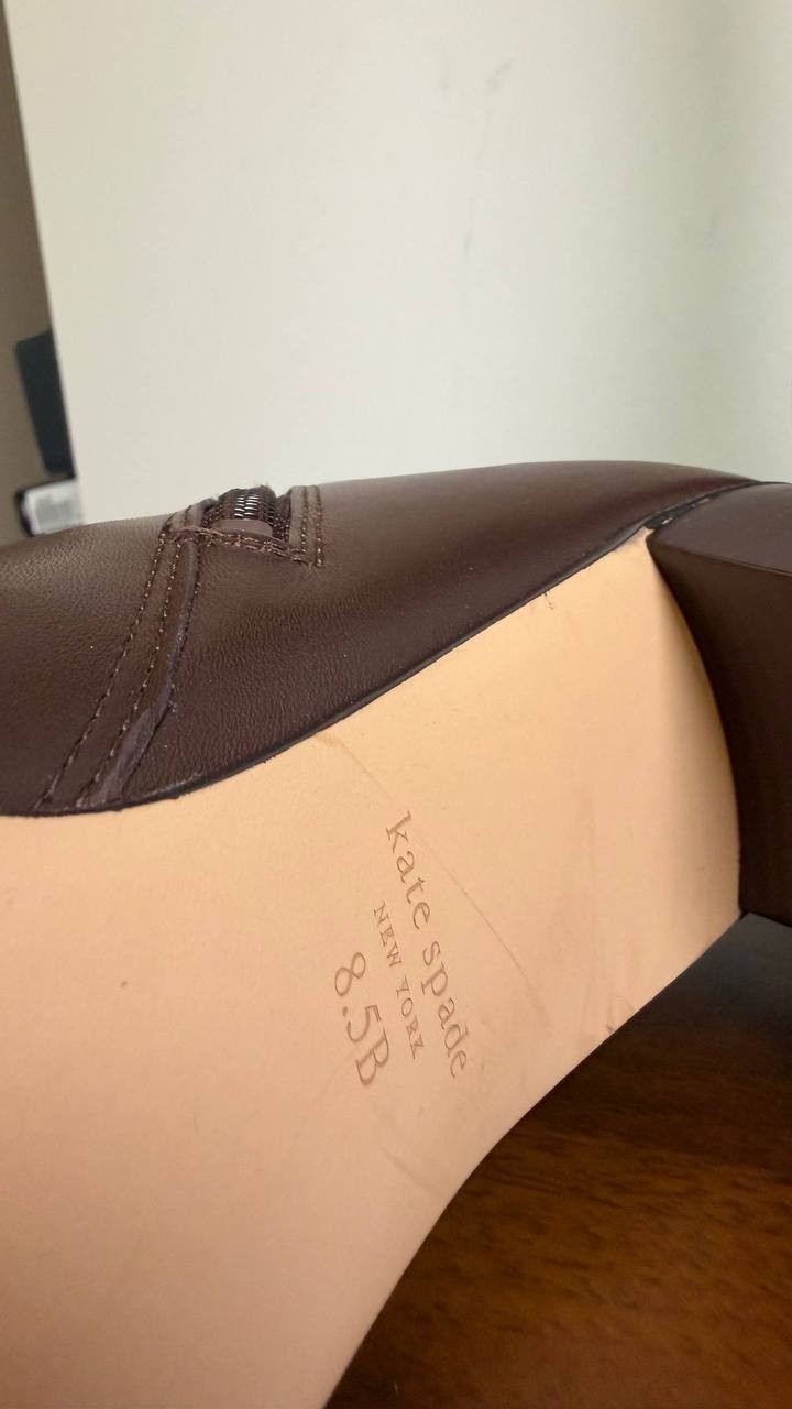 Kate Spade Aimee Boots 8.5B Hot Fudge Leather Tall Almond Toe NIB msrp$348