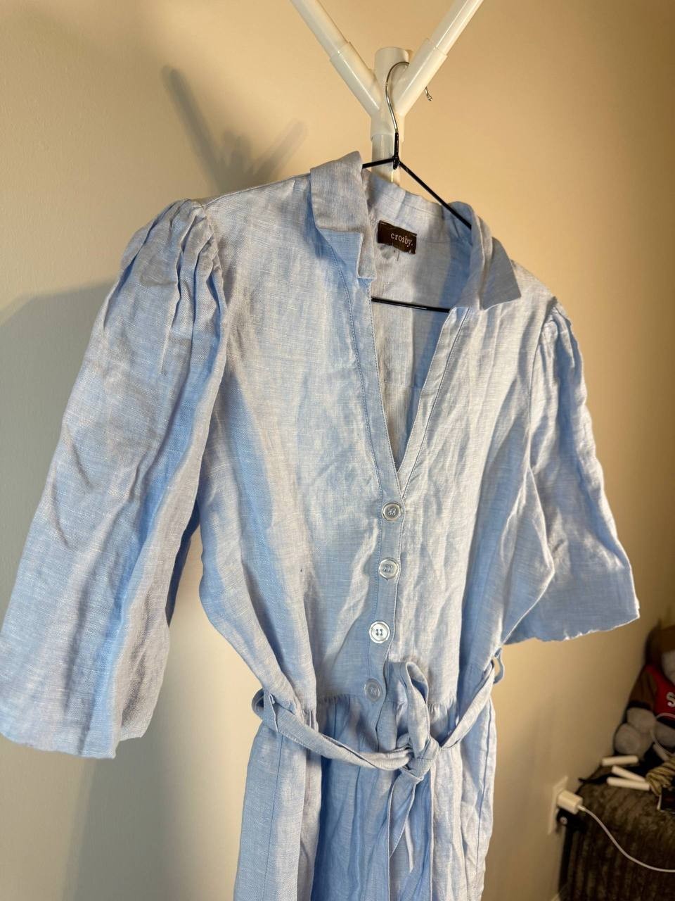 Crosby  Sky Blue Linen Collared Belted Dress – Size S – NWOT