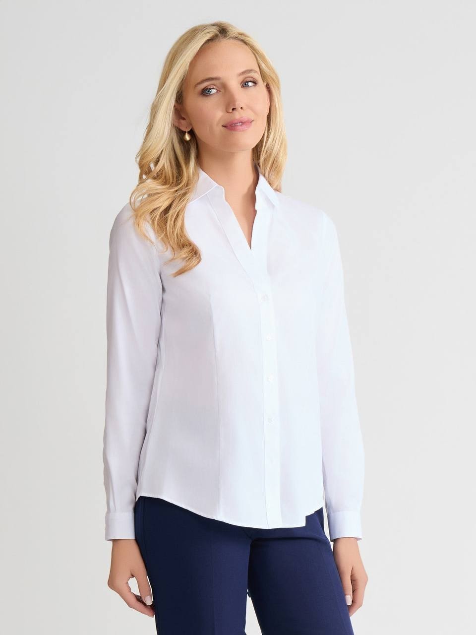 Jones New York Women’s Easy‑Care Button‑Up Shirt White PM NWT $79.50