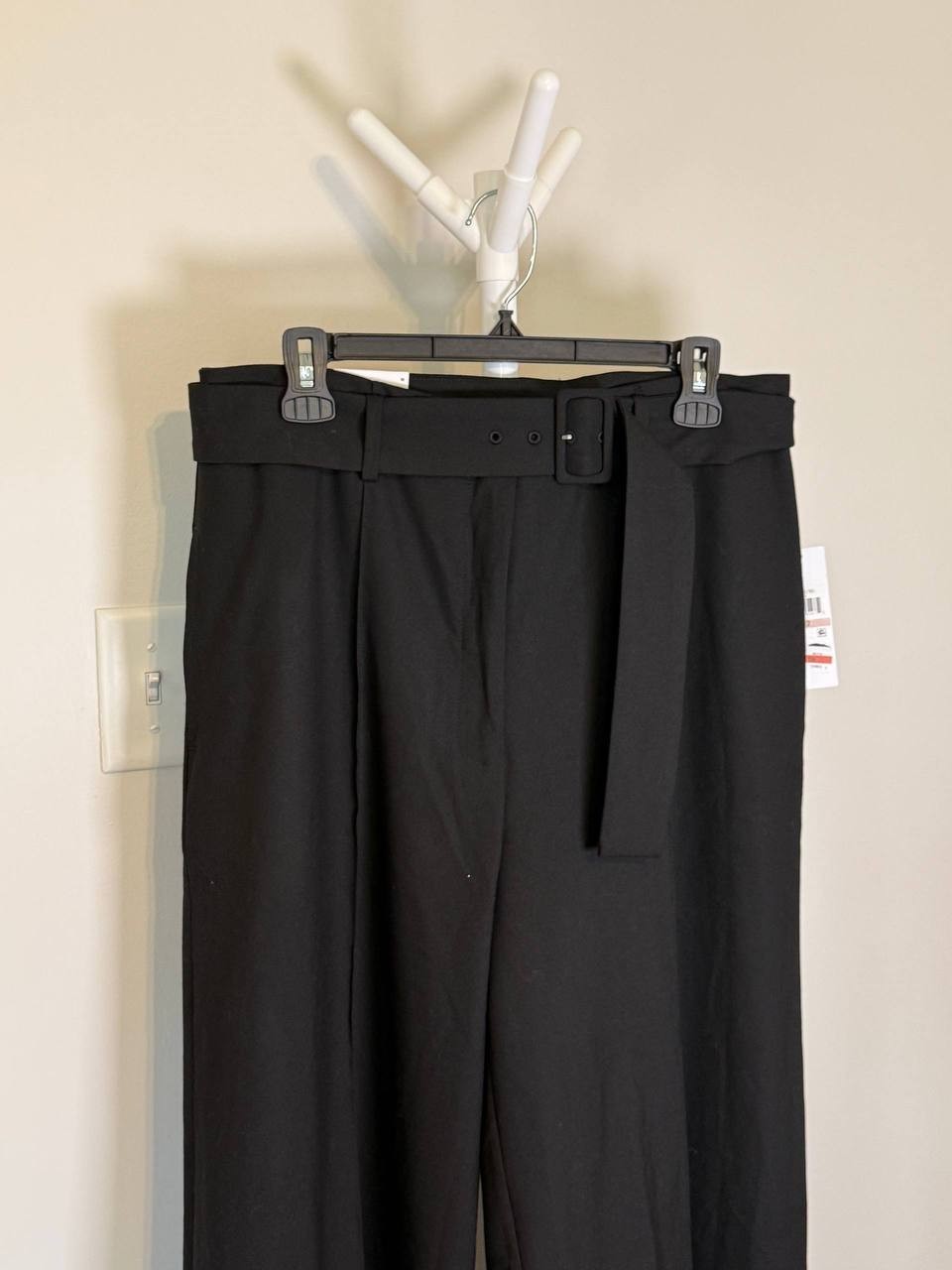DKNY Straight‑Leg Belted Pants – Black – Size 12 – NWT – $129
