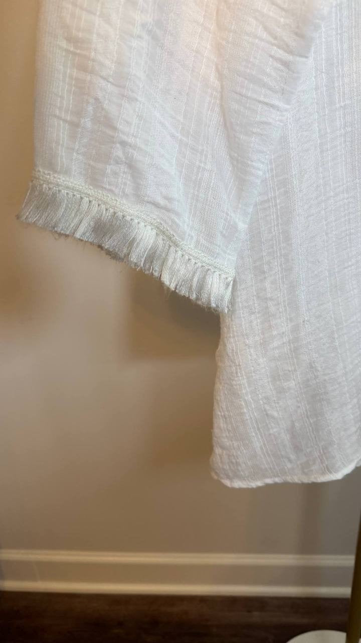 Robin Piccone Natalie V‑Neck Lace Up Tunic Cover Up White Size S NWOT $94