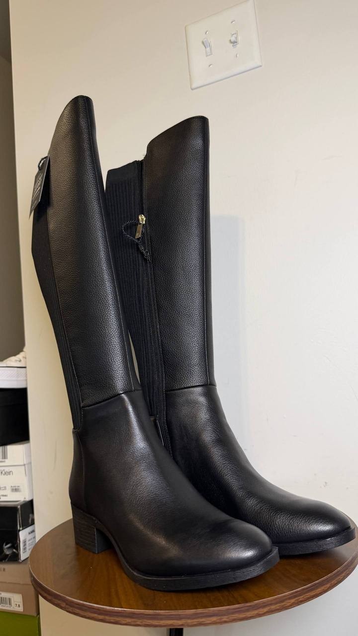 Kenneth Cole Black Leather High Boots 8M NIB MSRP $220