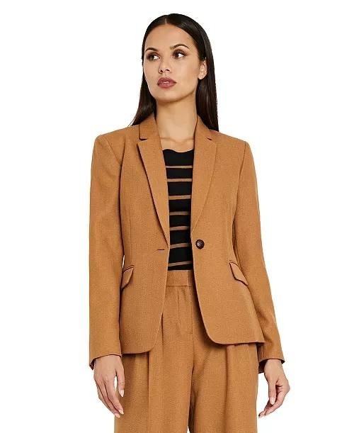 Tahari ASL Peak-Lapel Blazer – Size 18 – NWT – Saddle Brown One-Button Long Slee