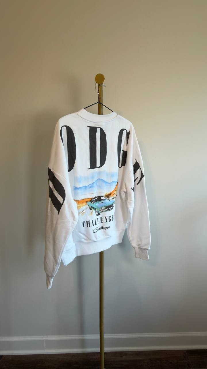 Dodge Challenger Crewneck Sweatshirt White M NWT $50