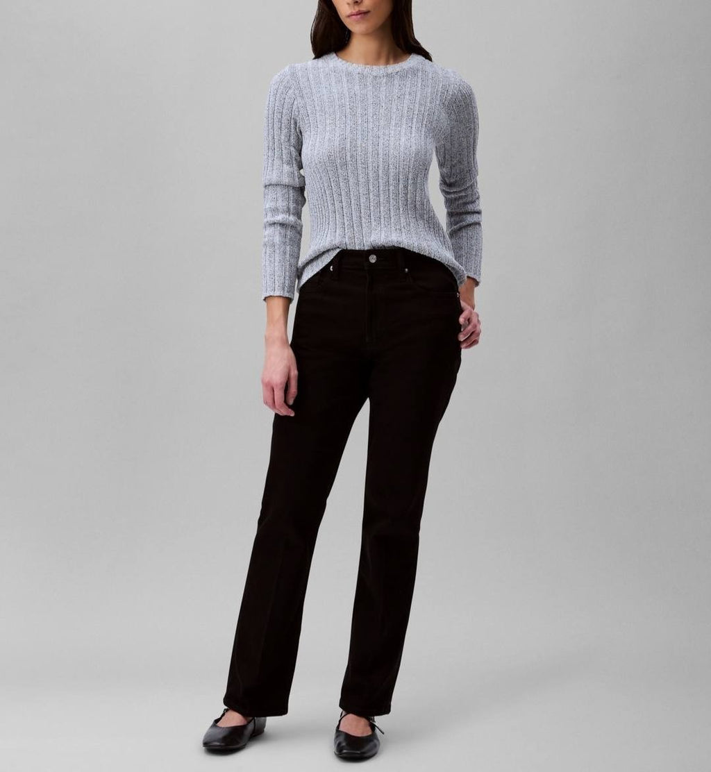 Calvin Klein Ribbed Long‑Sleeve Crewneck Sweater Sky Captain L/G NWT $119