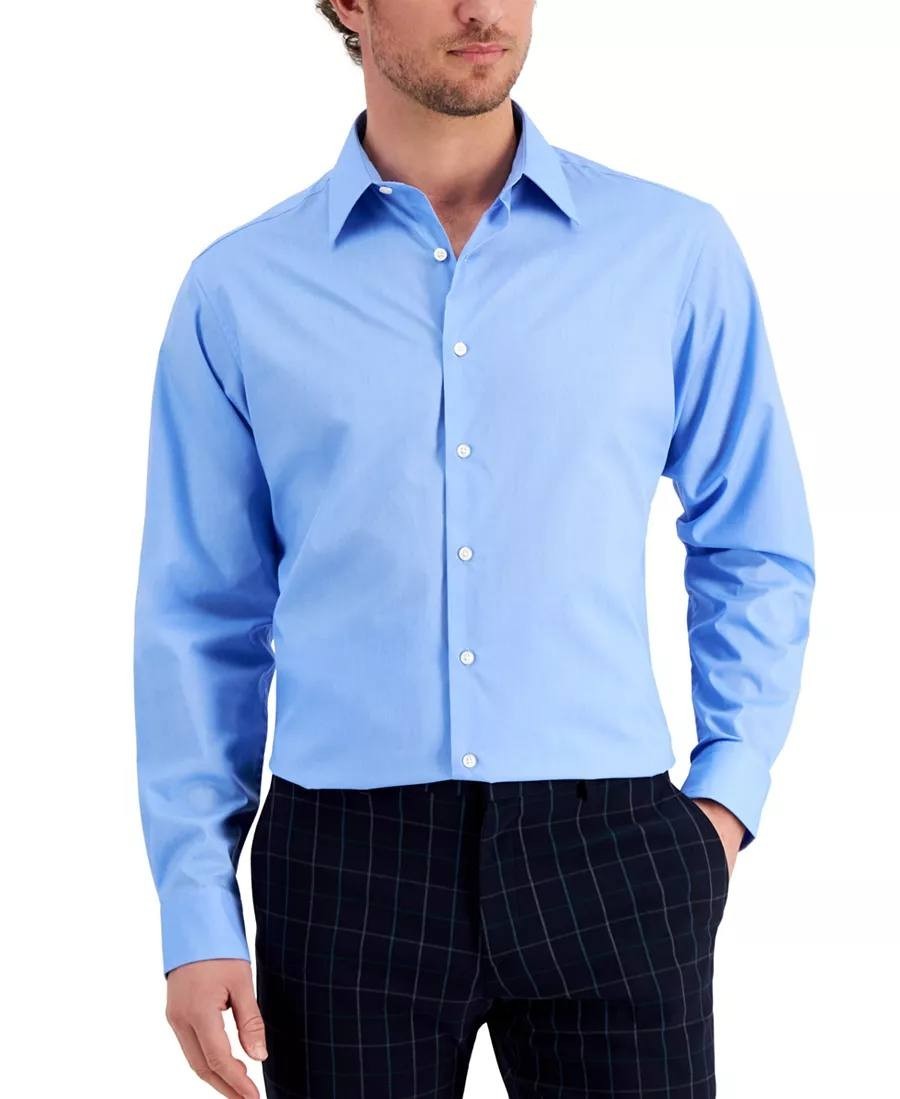 Club Room Men’s Regular Fit Solid Dress Shirt Blue XL $50 NWT