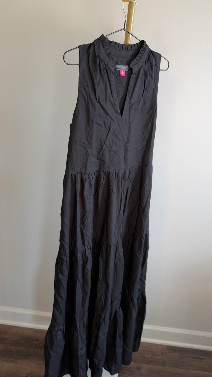 Vince Camuto Split‑Neck Sleeveless Maxi Dress Rich Black M NWT $69