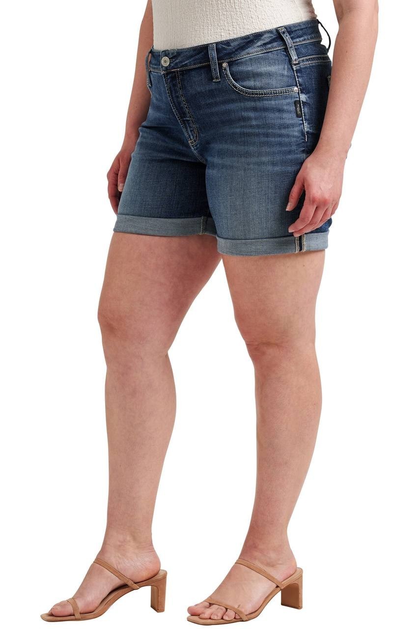 Silver Jeans Boyfriend Mid Rise Shorts Plus Size Indigo 12W NWT $89