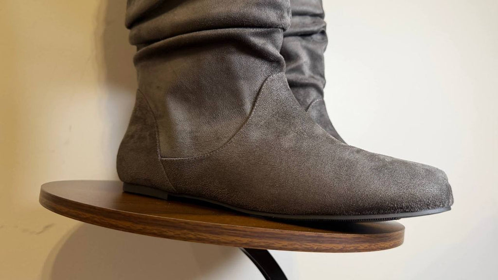 Journee Collection Jayne Boots 12M Grey Faux Leather Riding Pull‑On NIB msrp$129
