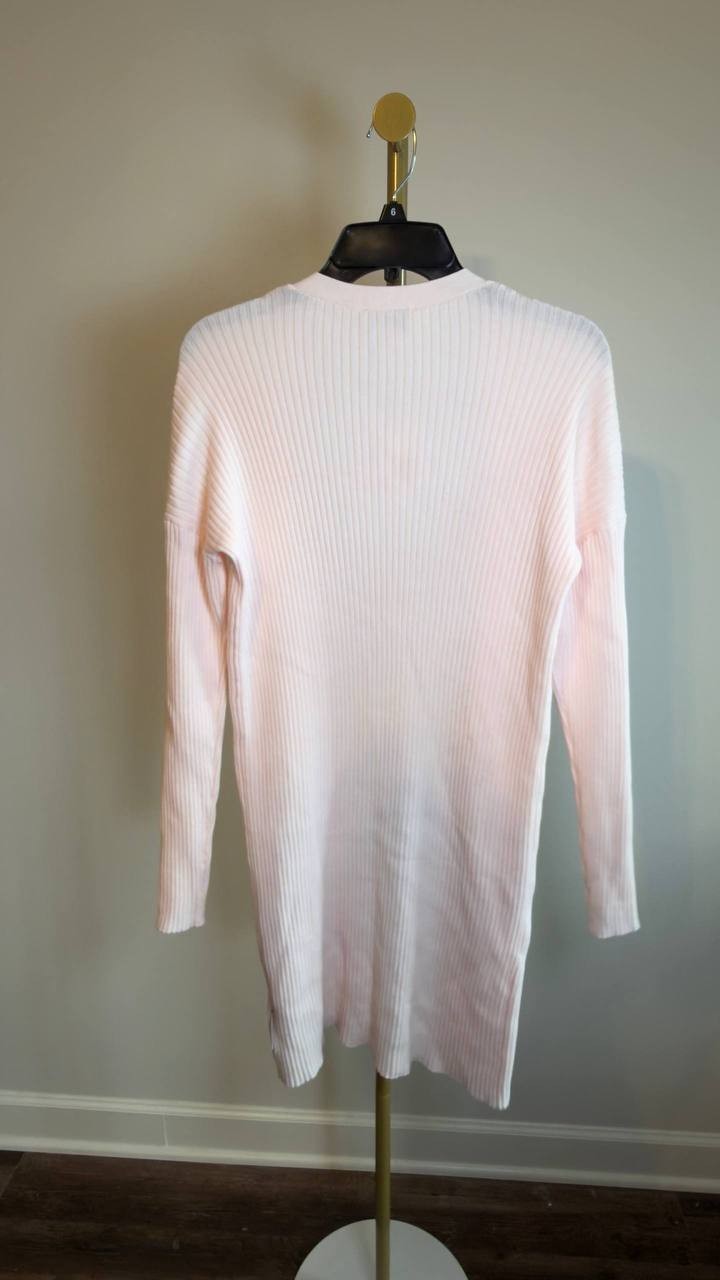 Calvin Klein Cotton Ribbed Open‑Front Duster Cardigan Pearl M NWT $99