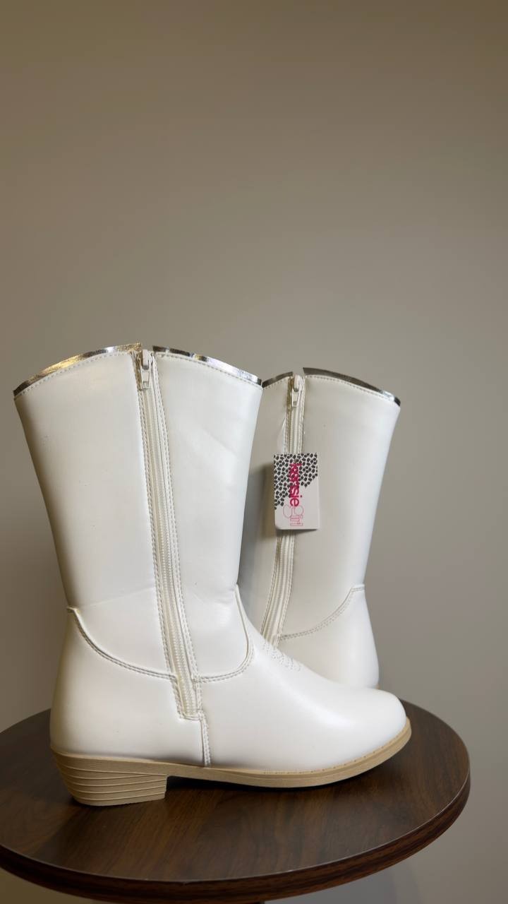 Kensie  Girl  Cowgirl  Boots  White  Man‑Made  3  New  With  Box  $40