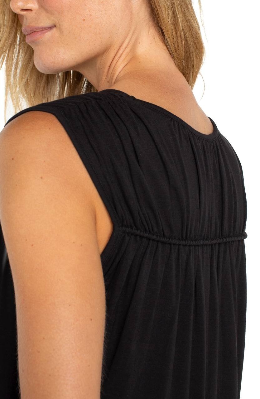 Liverpool Sleeveless Shirred Detail Knit Top Black XS NWT Modern Classic MSRP$48
