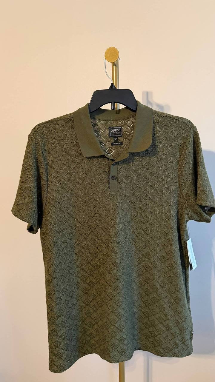 Guess Men’s Logan Knit Polo Shirt Black XL $69 NWT