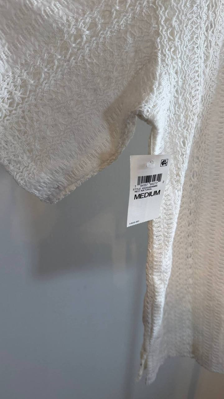 Mode of One Men’s Relaxed‑Fit Textured Crochet  Camp Shirt M $49.50 NWT
