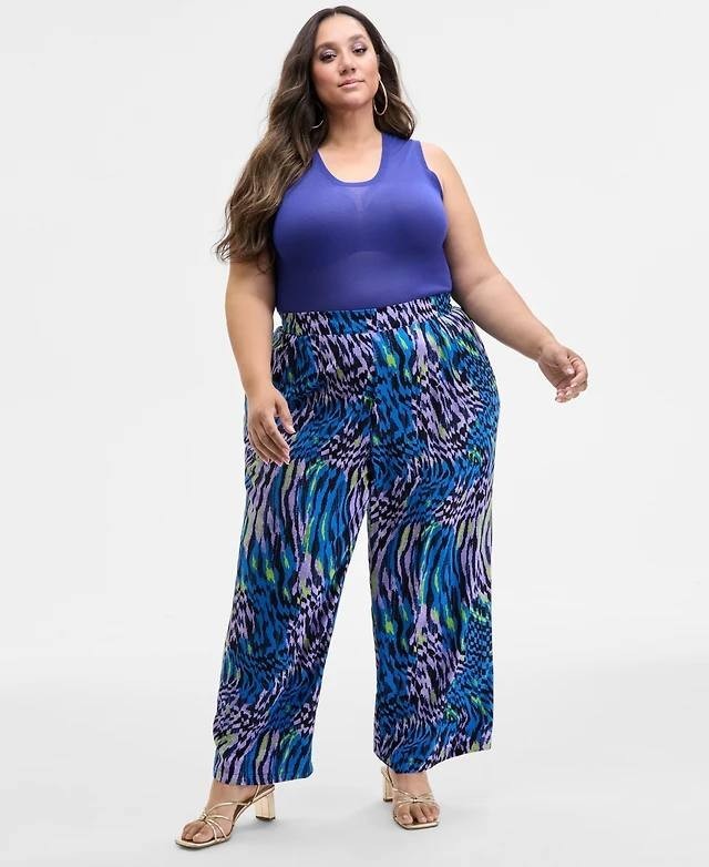 Nina Parker Trendy Plus Size Knit Sweater Tank Top Winter Oat Blue 1X NWT $39