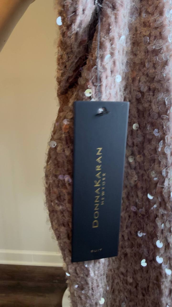 Donna Karan NY Sequined Pencil Skirt Beige XL NWT $139