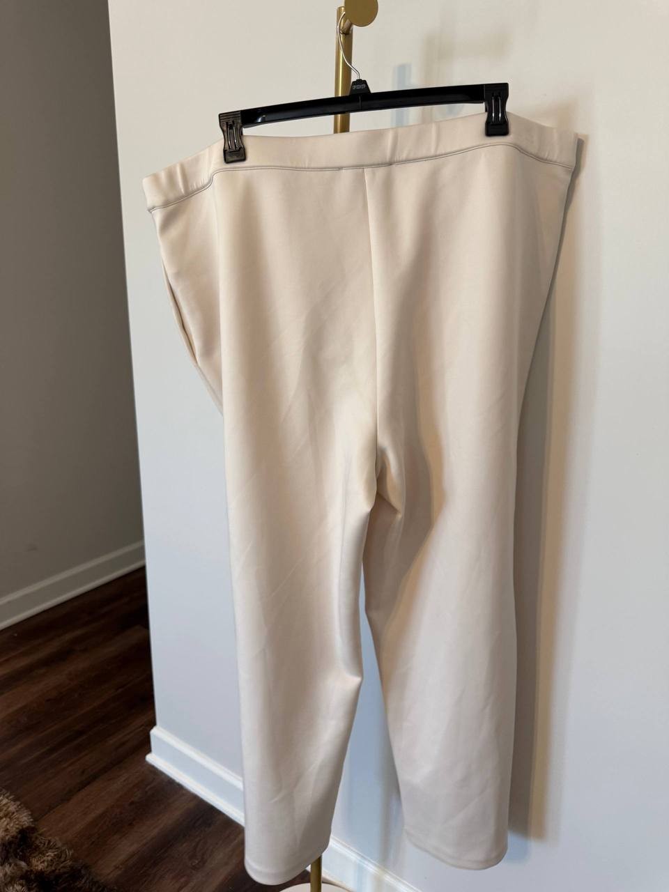 Nina Parker Scuba Straight‑Leg Pull‑On Pants BEIGE Size22W NWT Modern Chic
