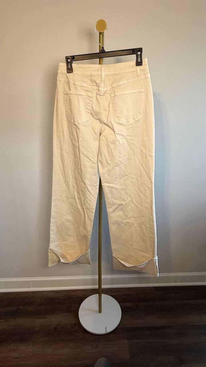 1.State Denim Roll‑Cuff Wide‑Leg Jeans New Ivory 4 NWT $109