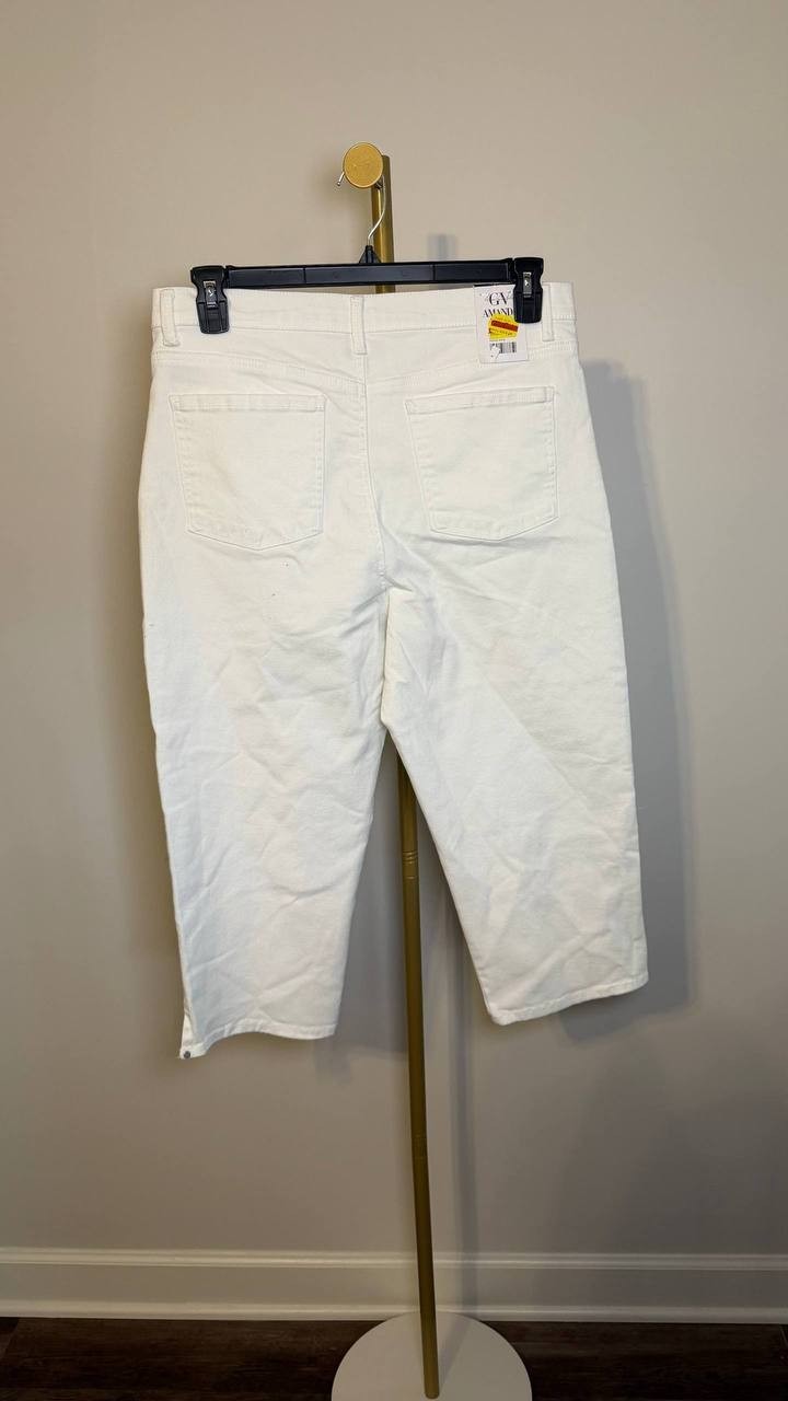 Gloria Vanderbilt Amanda Capri Slit Jeans Vintage White 14 NWT $52