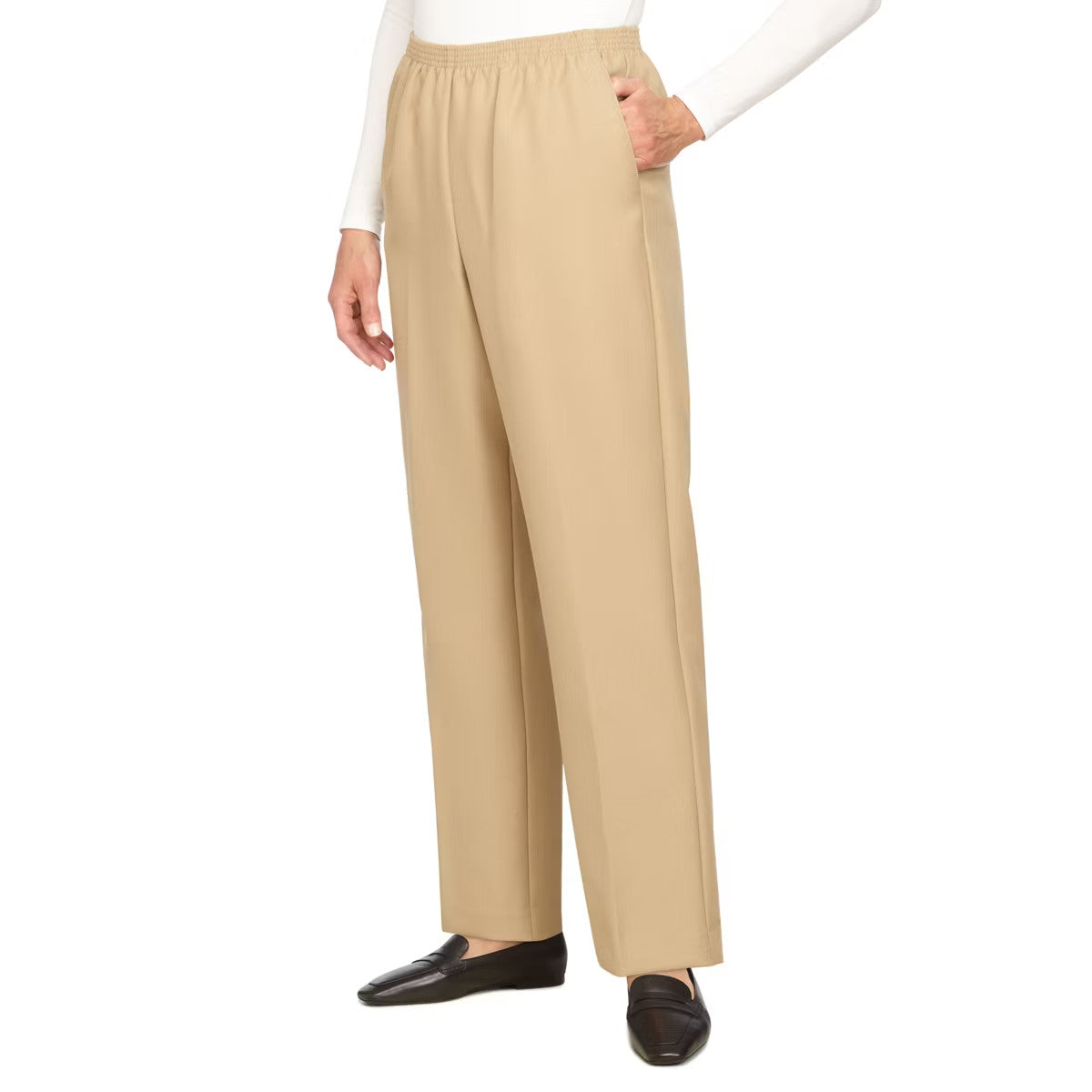 Alfred Dunner Classic Pull‑On Pants – Tan – Size 6P – NWT