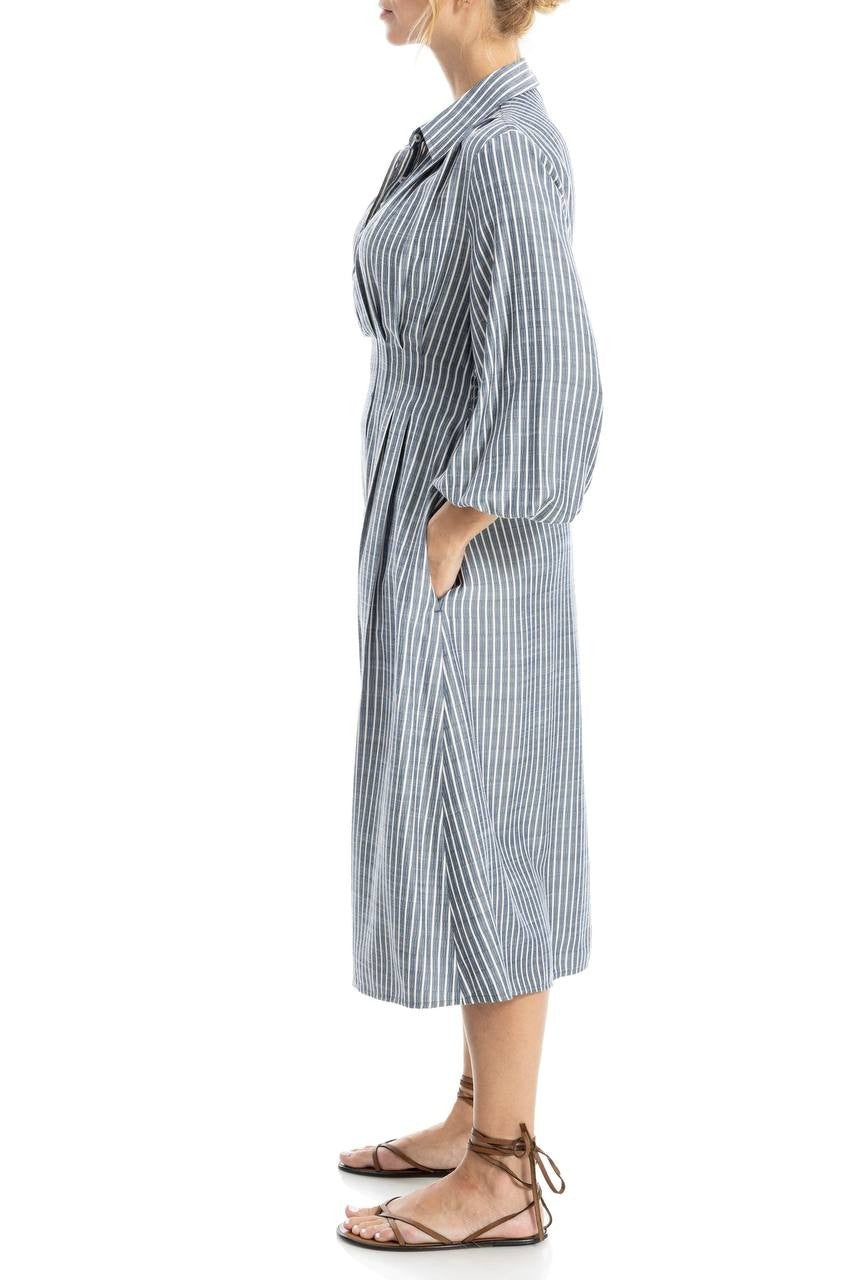 Max Studio Stripe Balloon Sleeve Shirtdress Grey/White XL NWT $188