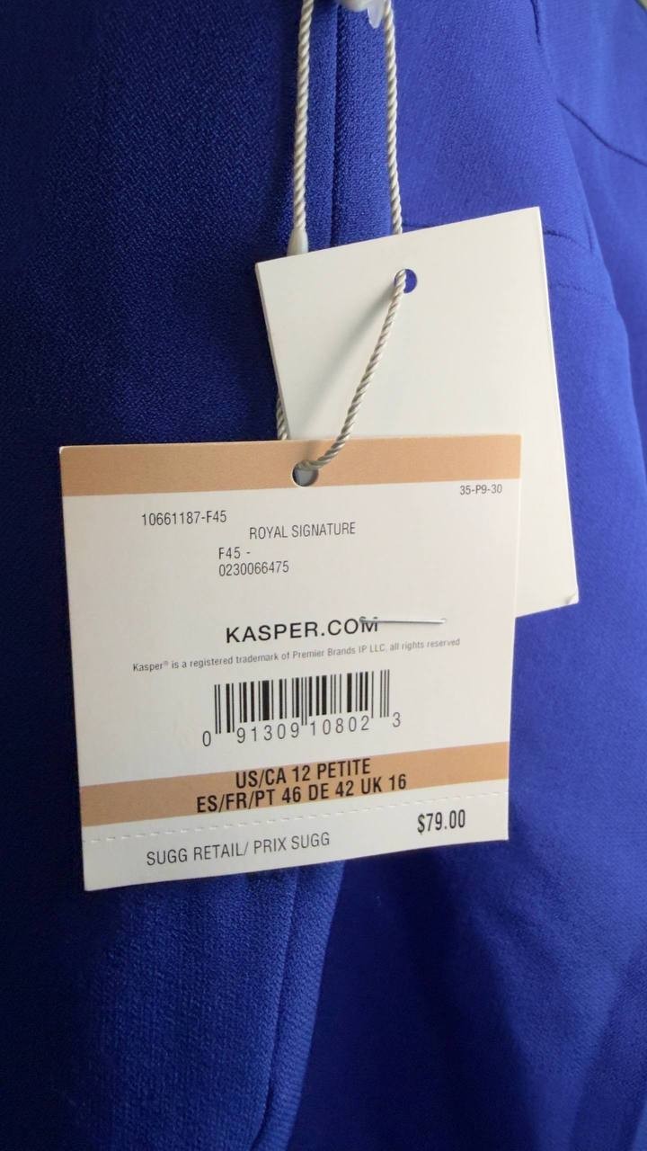 Kasper Ava Straight Leg Stretch Crepe Pants Royal Signature 12P NWT $79