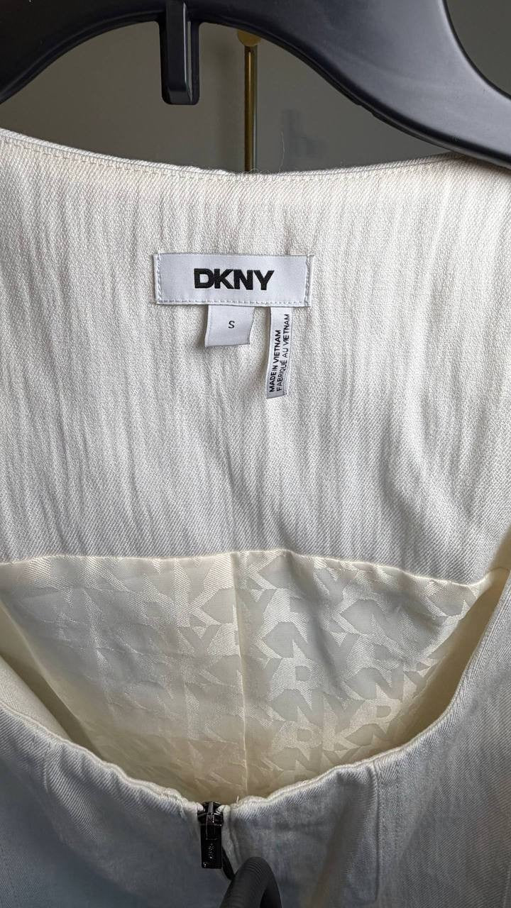 DKNY Weathered Zip‑Up Vest Coconut Beige S NWT $99