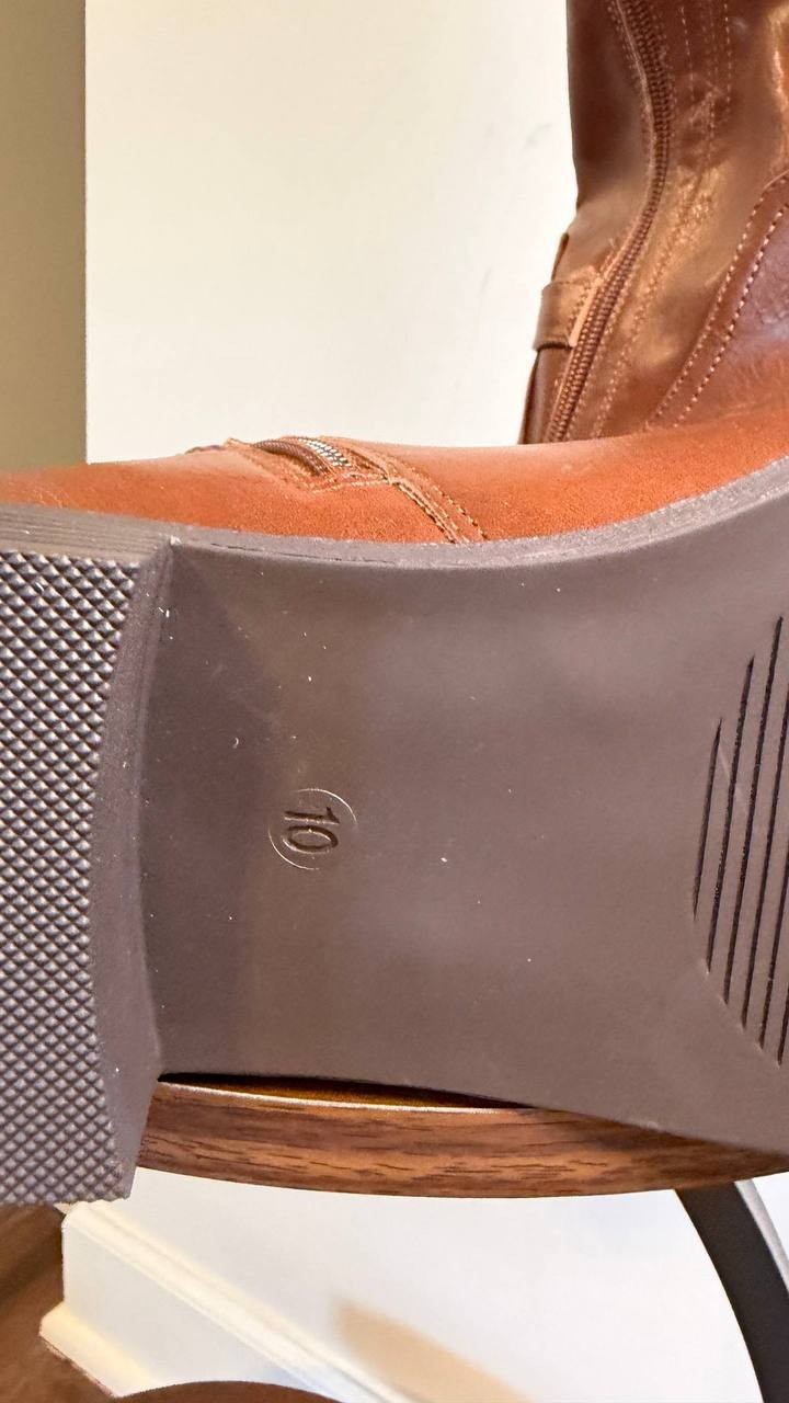 Journee Sonny Boots 10M Cognac Polyurethane Knee‑High Round Toe NIB msrp$122