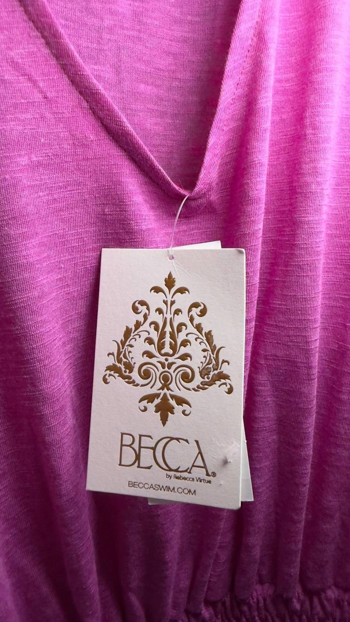 Becca Breezy Basics Slub Knit Tunic Swim Cover‑Up Pink S NWT $68