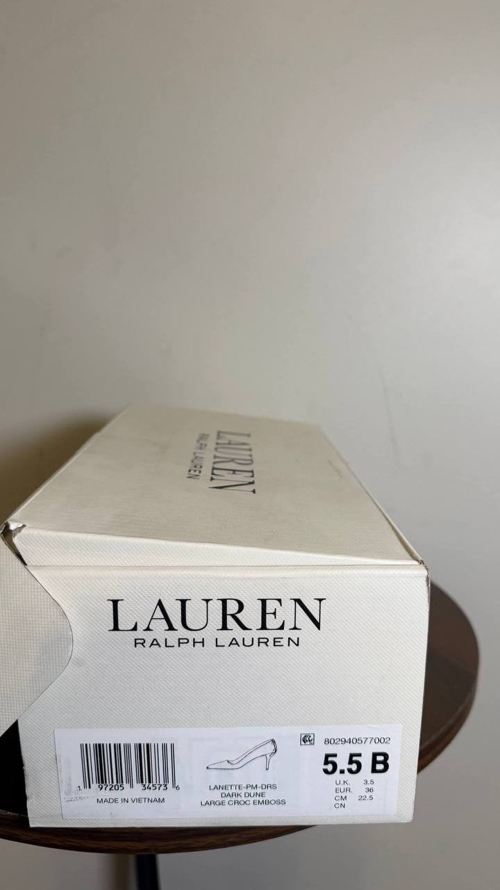 Lauren Ralph Lauren Lanette Pointed Toe Pumps Brown 5.5B New With Box $155