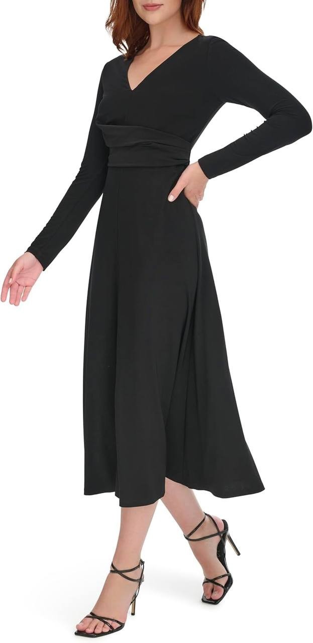 Tommy Hilfiger Short‑Sleeve V‑Neck Dress – Sizes 6 & 8 – NWT – Black – $99