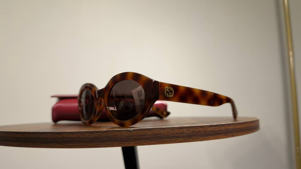 Gucci  Oval‑Frame  Sunglasses  Havana  OS  NWT  $295