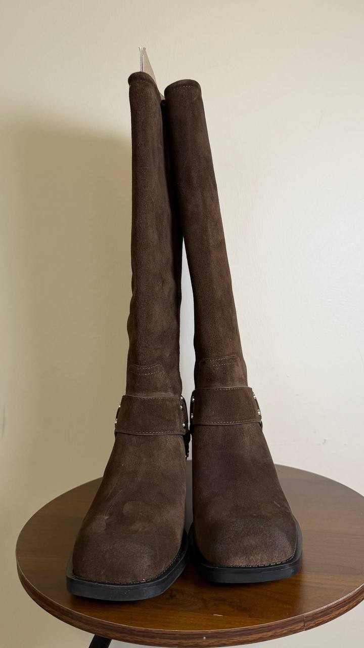 Guess Dark Brown Suede Western Moto Boots 9M New in Box MSRP $229