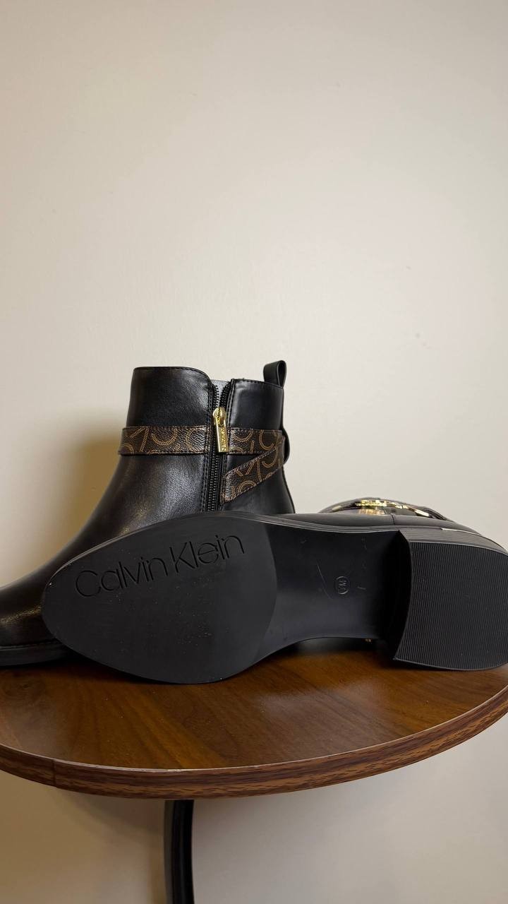 Calvin Klein Block Heel Booties 7M Black MSRP $139 New (No Box)