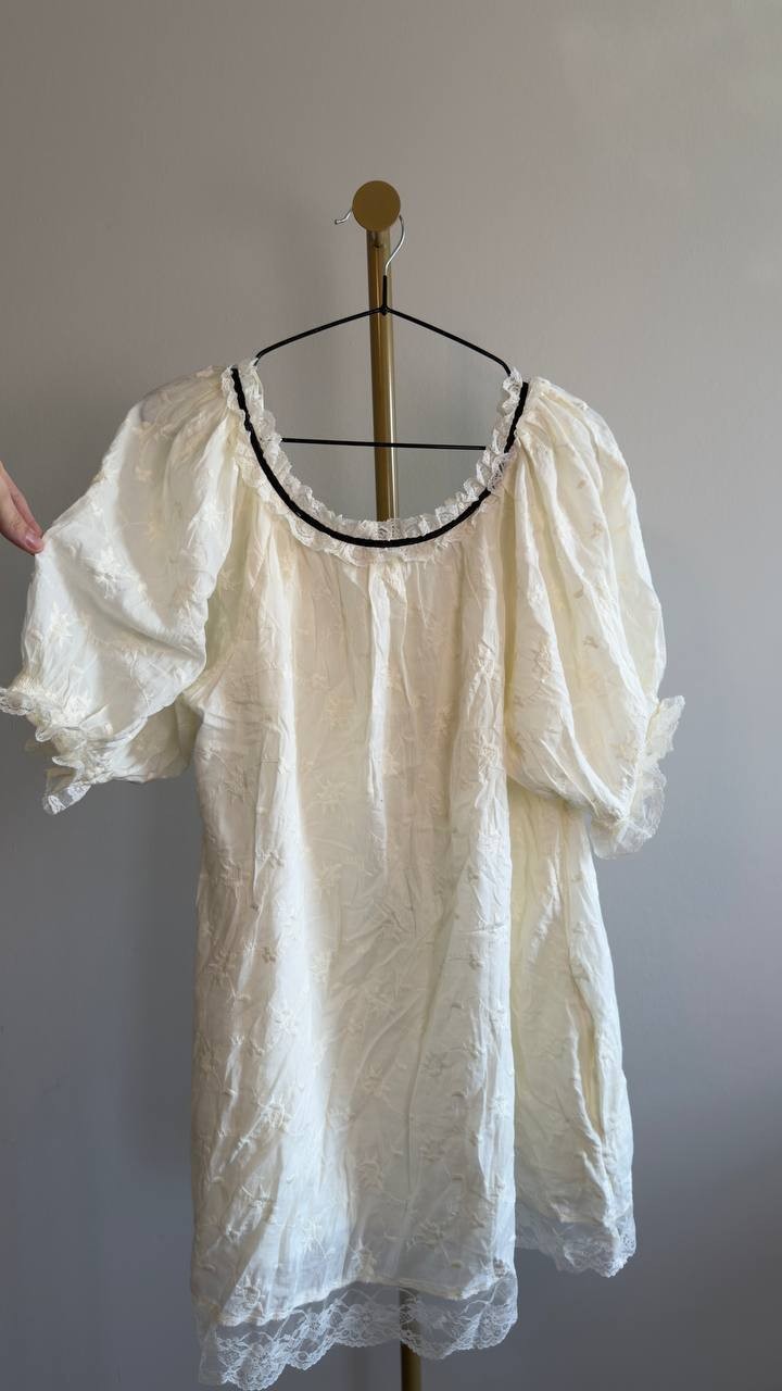 Free People Juno Embroidered Baby Doll Minidress Ivory M NWT $148