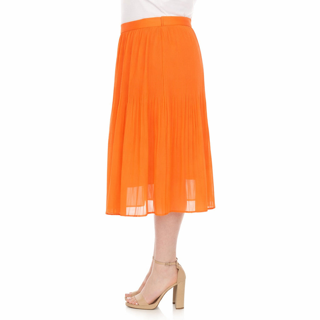 White Mark Plus Size Pleated Chiffon Midi Skirt Orange 2X NWT $50