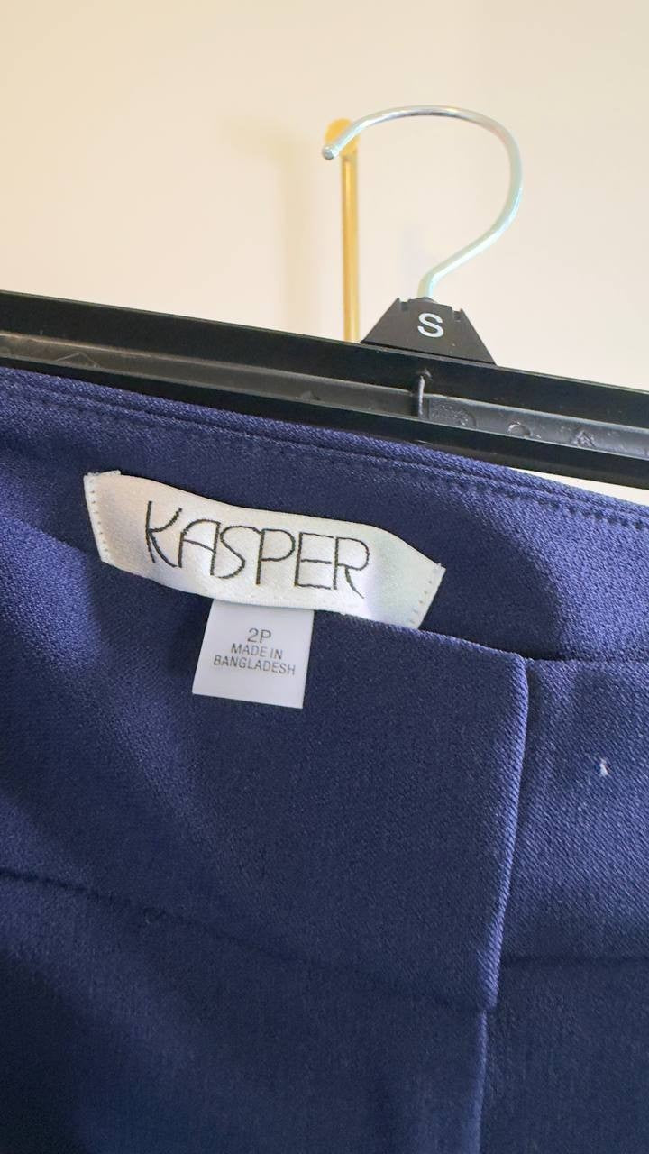Kasper Petite Mid‑Rise Straight‑Leg Pants Navy 2P NWT $79
