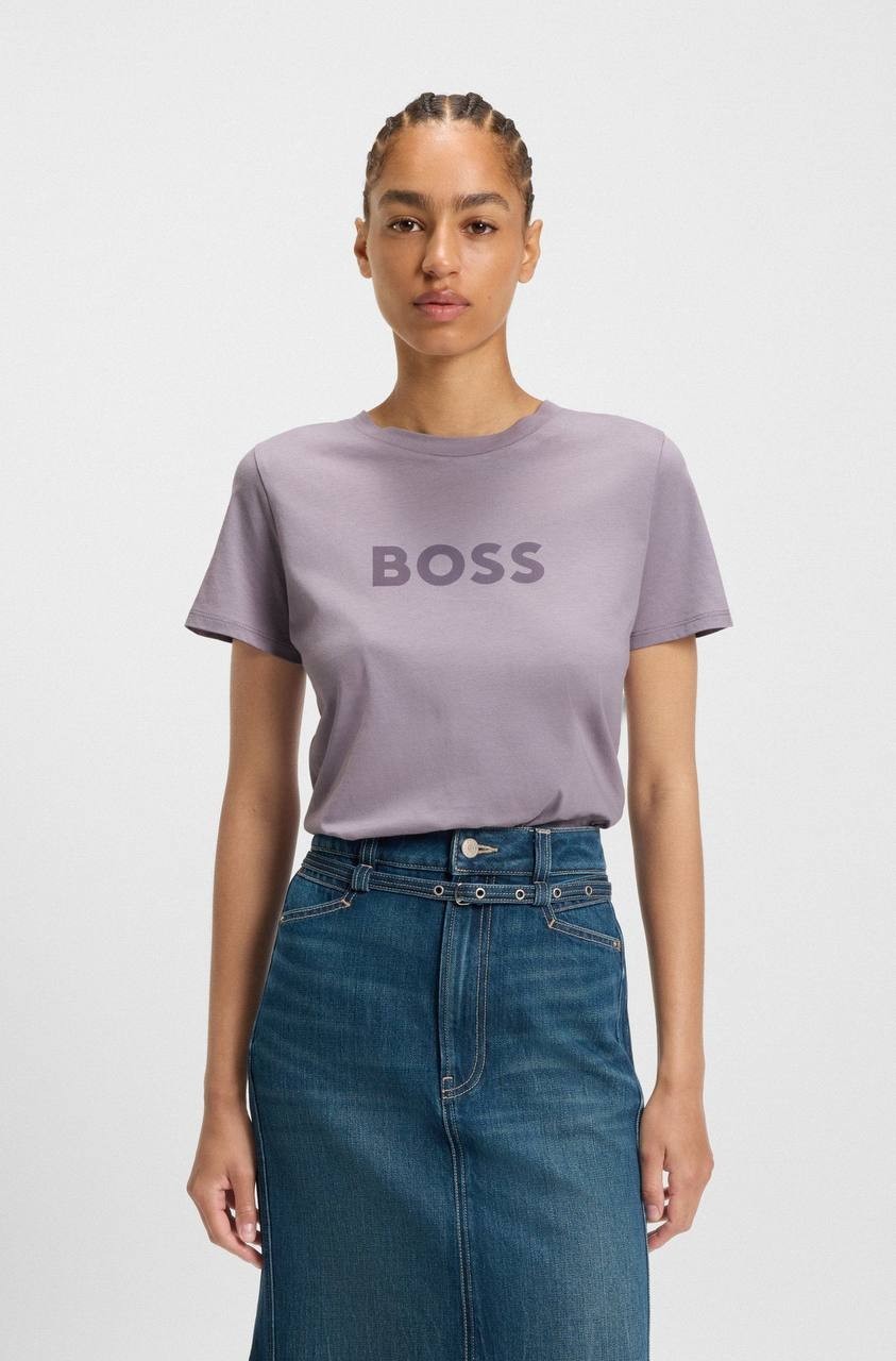 BOSS Elogo Logo Cotton Graphic T-Shirt Pastel Purple XL NWT $59