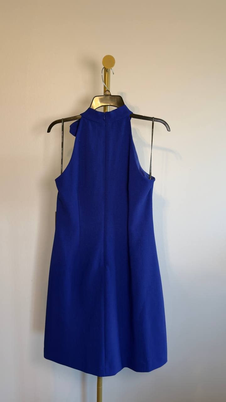 Vince Camuto Tie Neck A-Line Dress Cobalt Blue 6 NWT $128